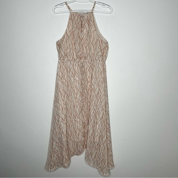 Elizabeth Crosby Dresses & Skirts - Elizabeth Crosby Midi Dress Keyhole Bust Cream Burnt Orange Fall Size Medium